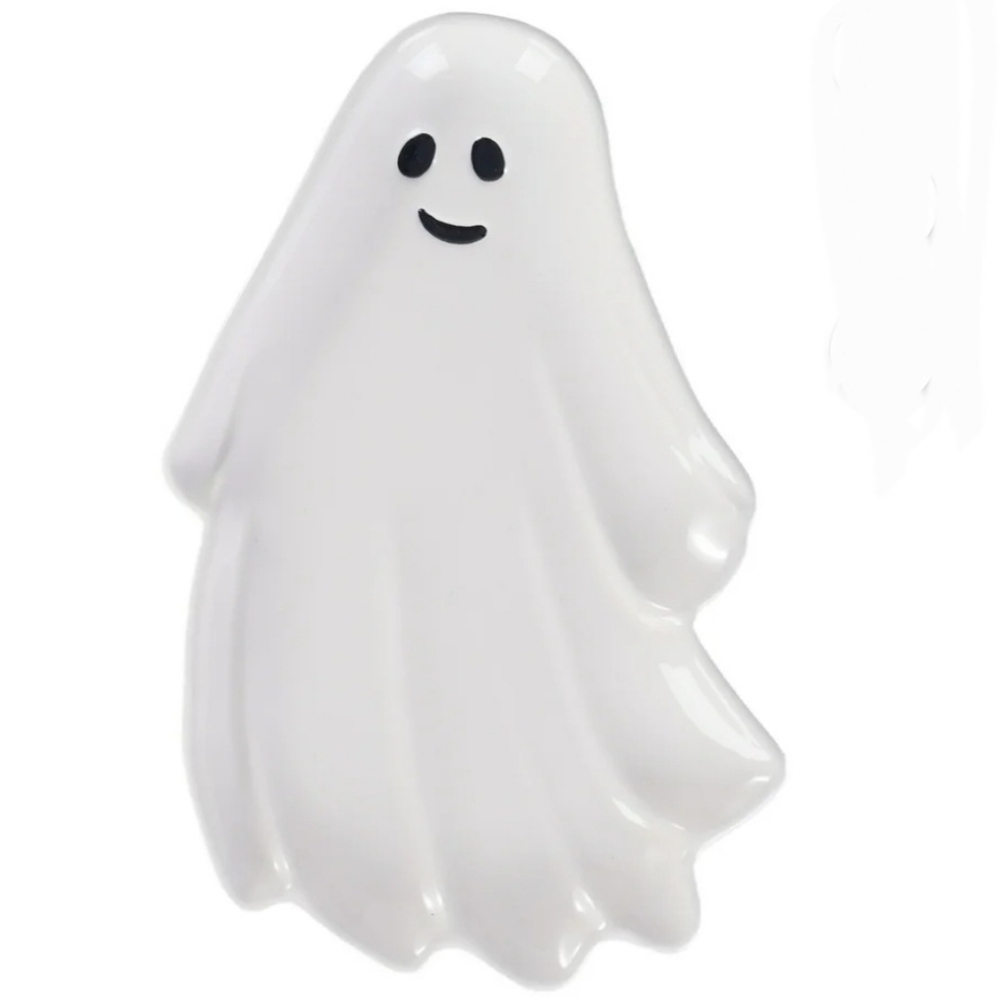 NWT Ceramic Ghost Figural Treat Tray